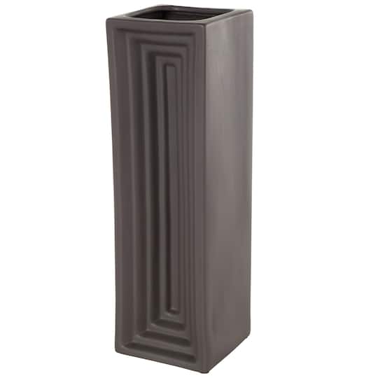18" Black Ceramic Rectangular Decorative Vase